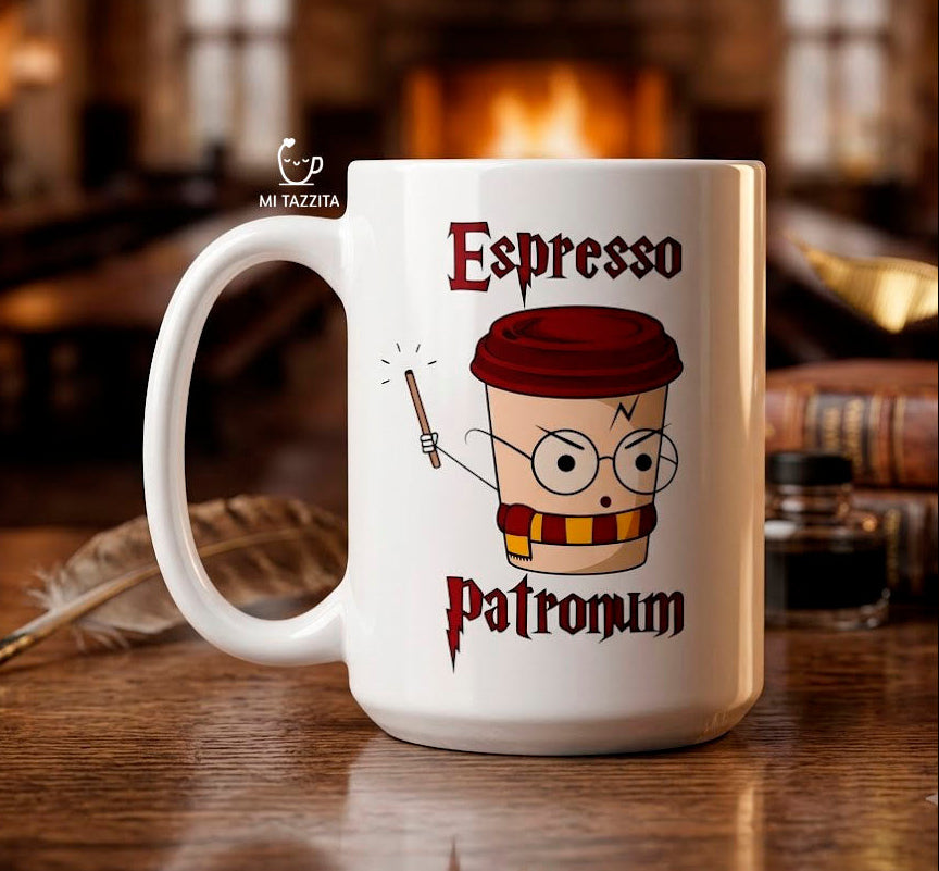 Taza Espresso Patronum | Tazas Harry Potter / Taza Blanca de 15 oz