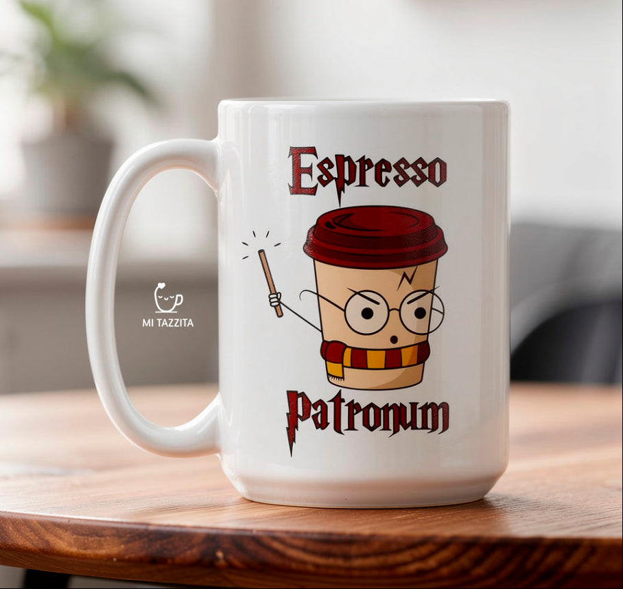 Taza Espresso Patronum | Tazas Harry Potter / Taza Blanca de 15 oz.