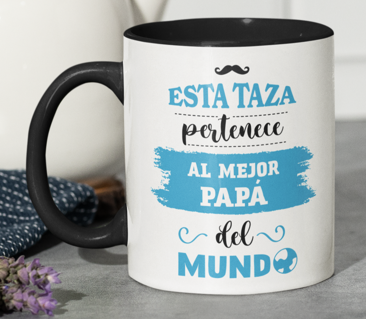 Taza Esta Taza Pertenece al Mejor Papá del Mundo - Taza Blanca y Negra 11 oz -Tazas Día del Padre - Tazas para Papá