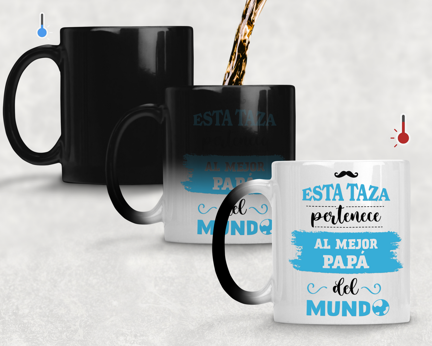 Taza Esta Taza Pertenece al Mejor Papá del Mundo - Taza Mágica 11 oz -Tazas Día del Padre - Tazas para Papá