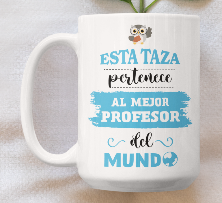 Taza Esta Taza Pertenece al Mejor Profesor del Mundo -Taza Blanca 15 oz-Tazas Día del Maestro -Taza Profesor