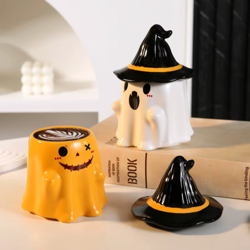 Taza Fantasmita 3D con Tapa | Tazas de Halloween
