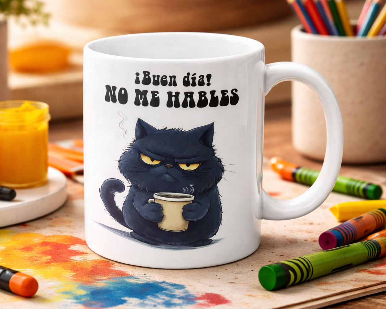 Taza Gatito Renegón. No me hables... | Taza Gatos | Taza Blanca 11 oz