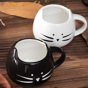 Taza Gatito con Orejitas 3D Blanco y Negro