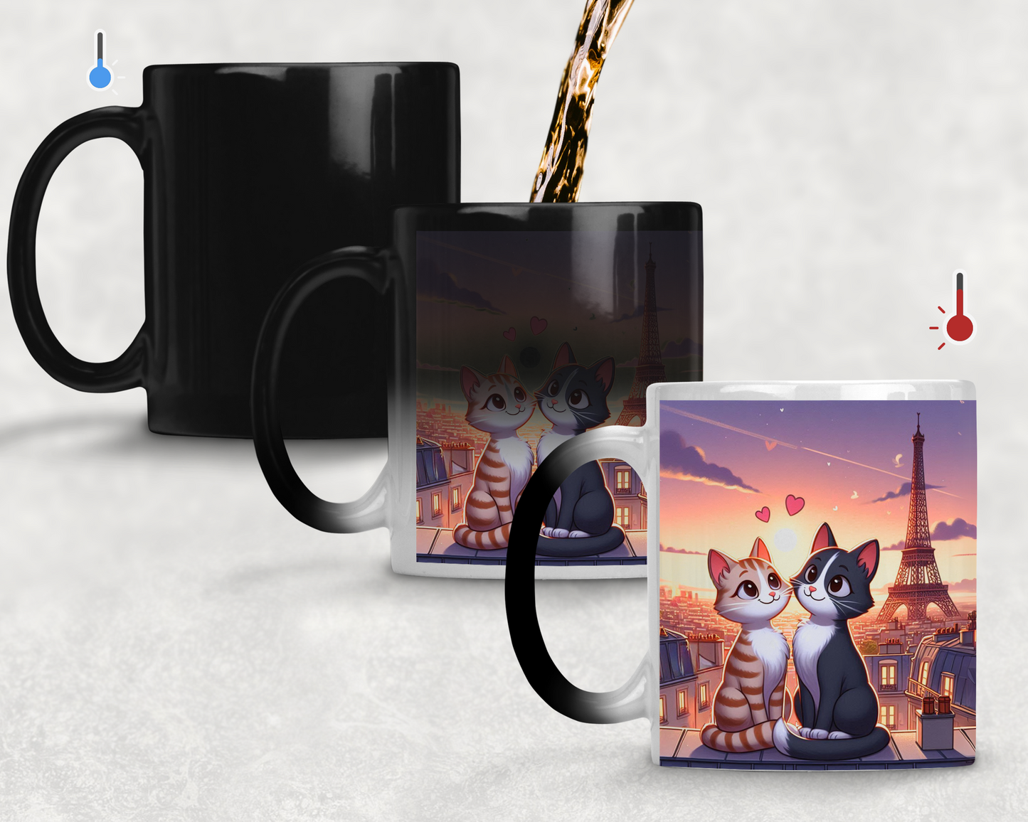 Taza Gatitos Enamorados en París  -Taza Mágica 11 oz - Taza Gato