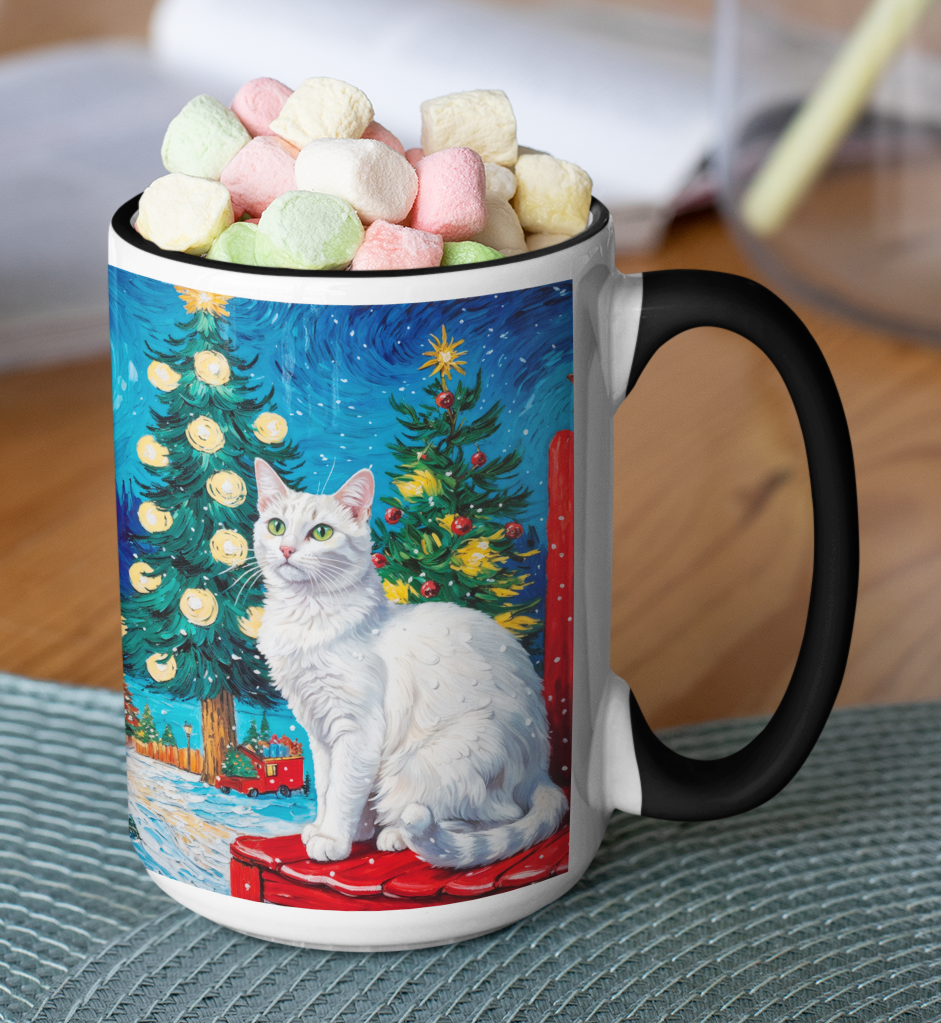Taza Gato Blanco Navideño Taza Navidad Taza Navideña