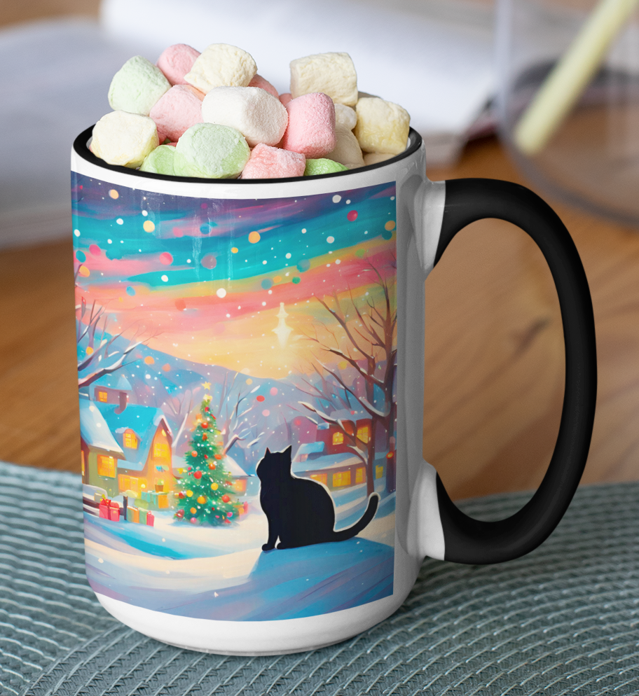 Taza Gato Negro Navideño  Taza Navidad Taza Navideña