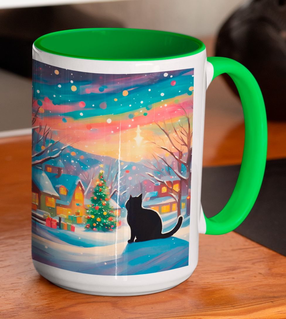Taza Gato Negro Navideño  Taza Navidad Taza Navideña