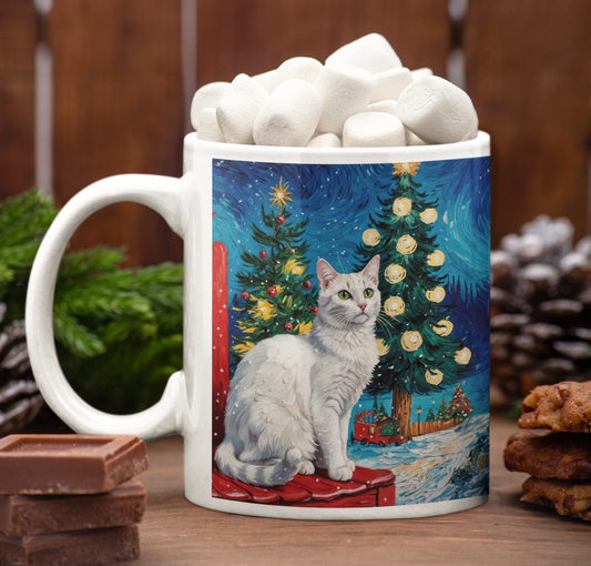 Taza Gato Blanco Navidad Taza Navidad Taza Navideña
