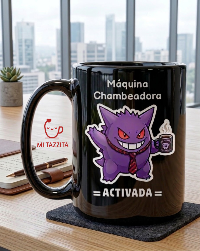 Taza Gengar Chambeador | Tazas Pokémon / Taza Negra de 15 oz.