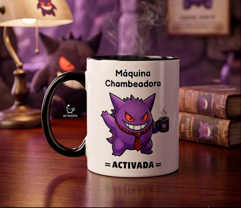 Taza Gengar Chambeador | Tazas Pokémon / Taza Blanca con Negra de 11 oz.