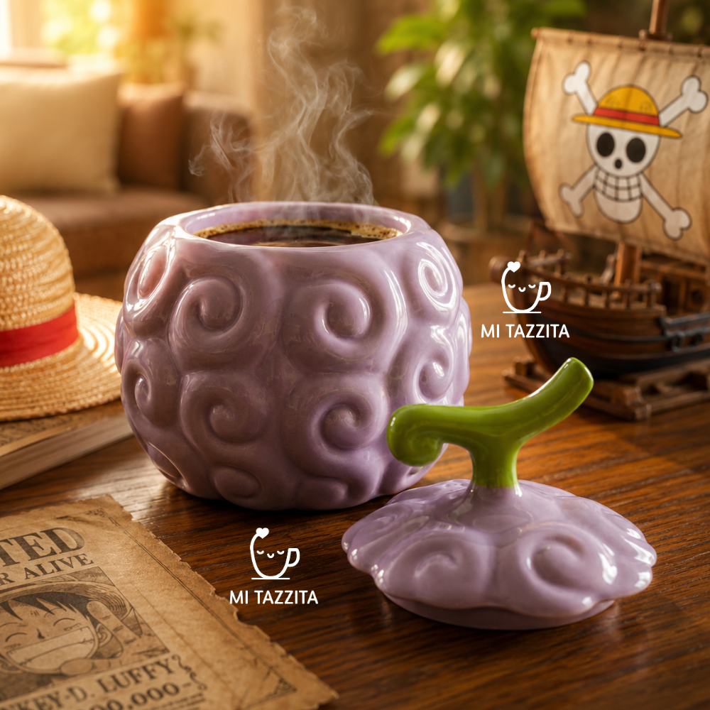 Taza Gomu Gomu Lila con Tapa | Tazas One Piece