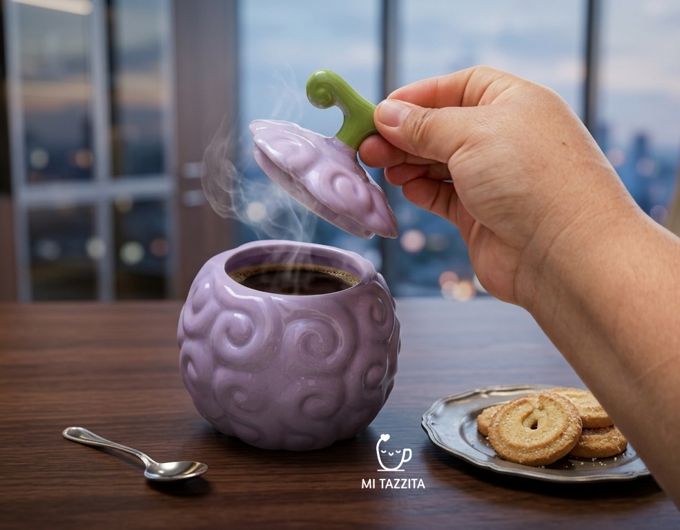 Taza Gomu Gomu Lila con Tapa | Tazas One Piece