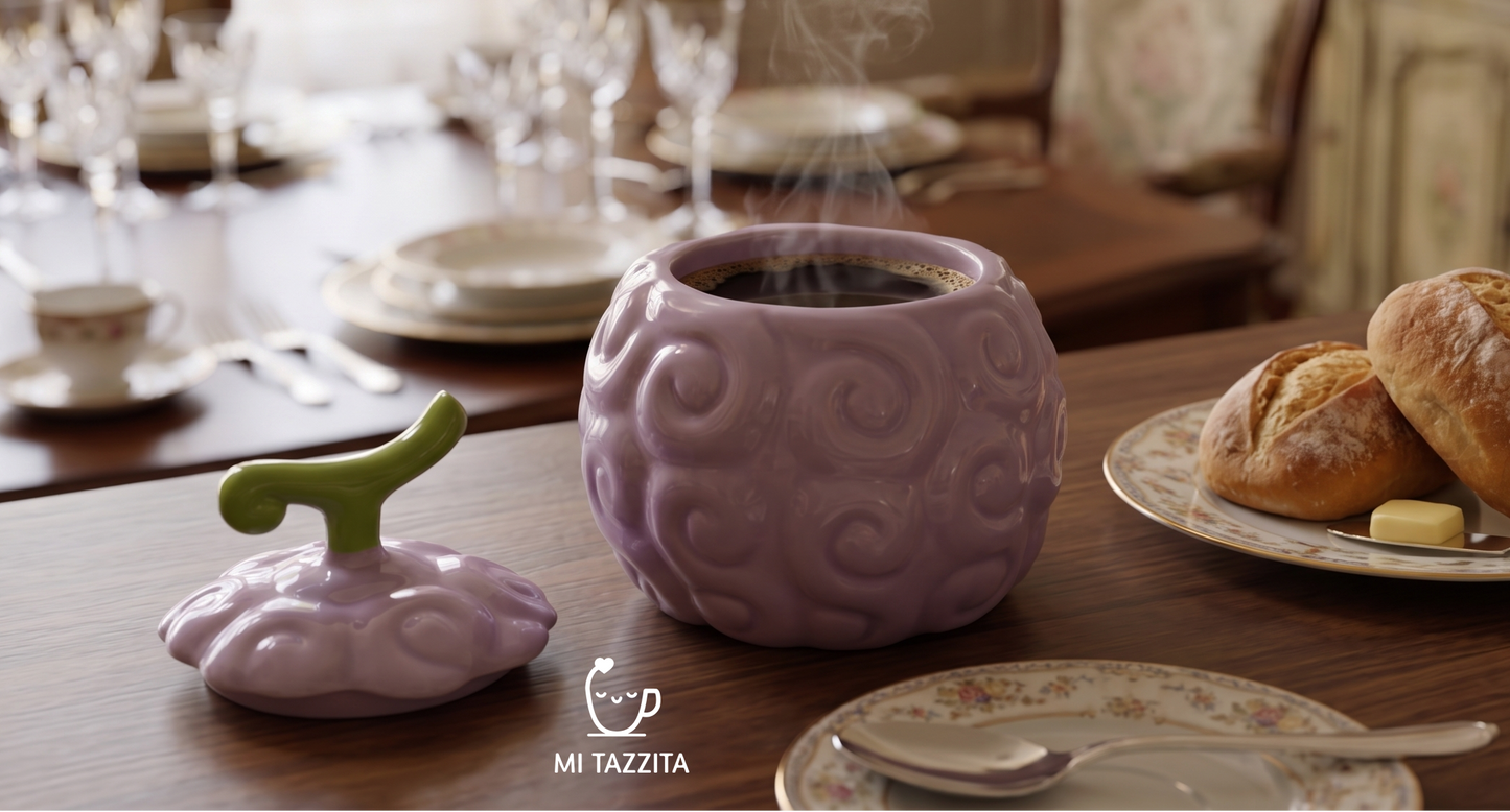 Taza Gomu Gomu Lila con Tapa | Tazas One Piece