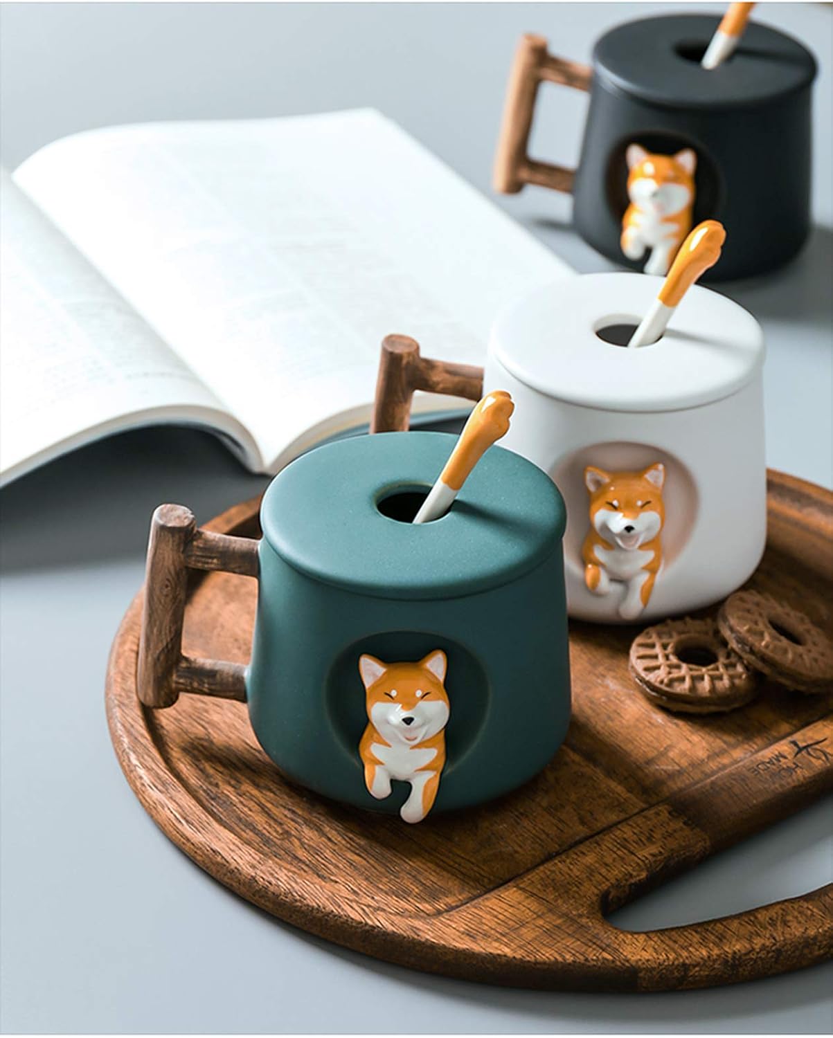 Taza Hachiko en 3D con Tapa y Cuchara | Taza de Perros