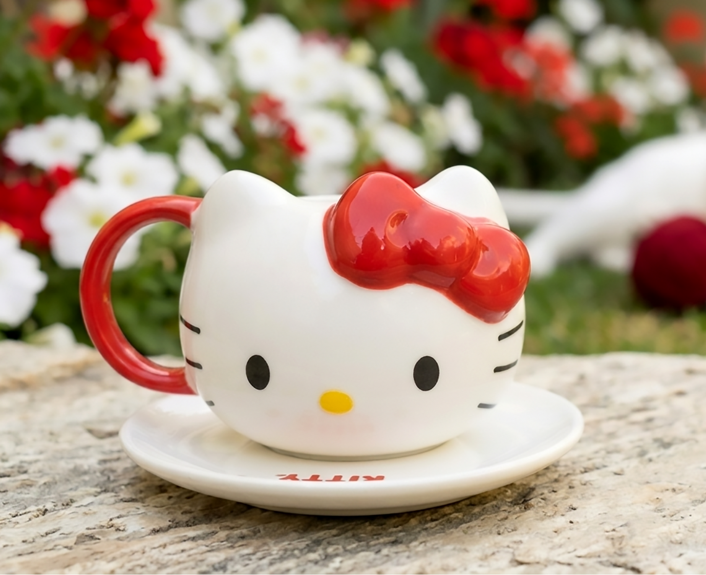 Taza Hello Kitty Lazo Rojo con Plato | Tazas Hello Kitty