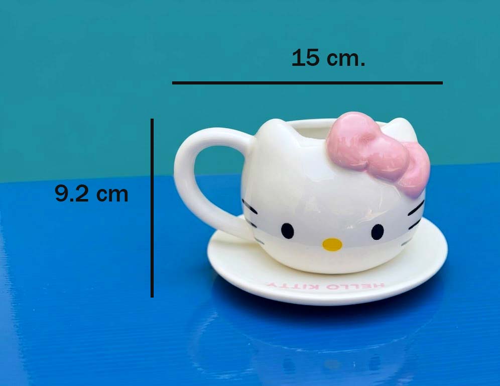 Taza Hello Kitty Listón Rosado con Plato | Tazas Hello Kitty