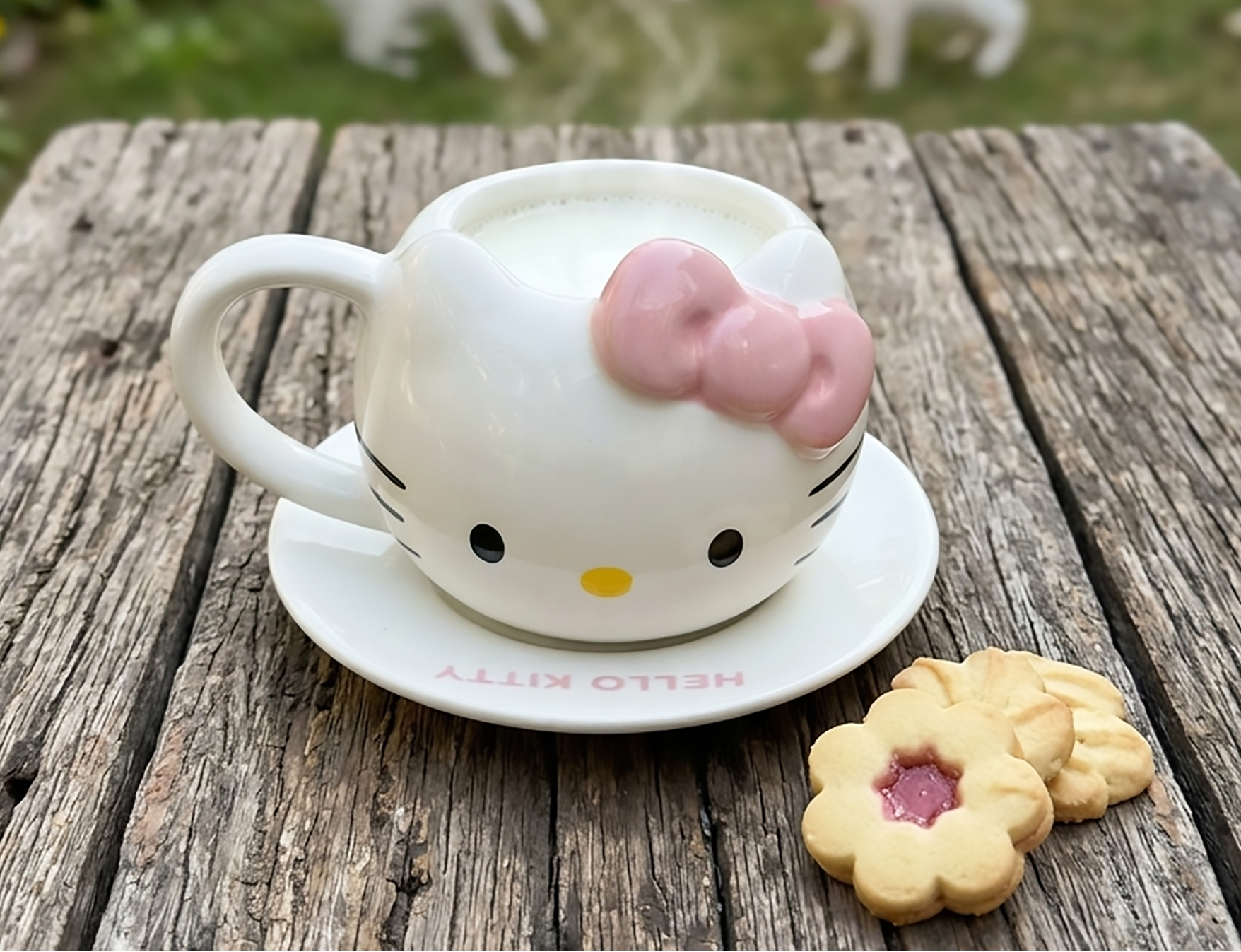 Taza Hello Kitty Listón Rosado con Plato | Tazas Hello Kitty