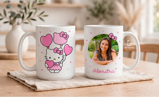 Taza Hello Kitty Personalizado con Foto y Nombre | Tazas Hello Kitty - Taza Blanca de 15  oz.