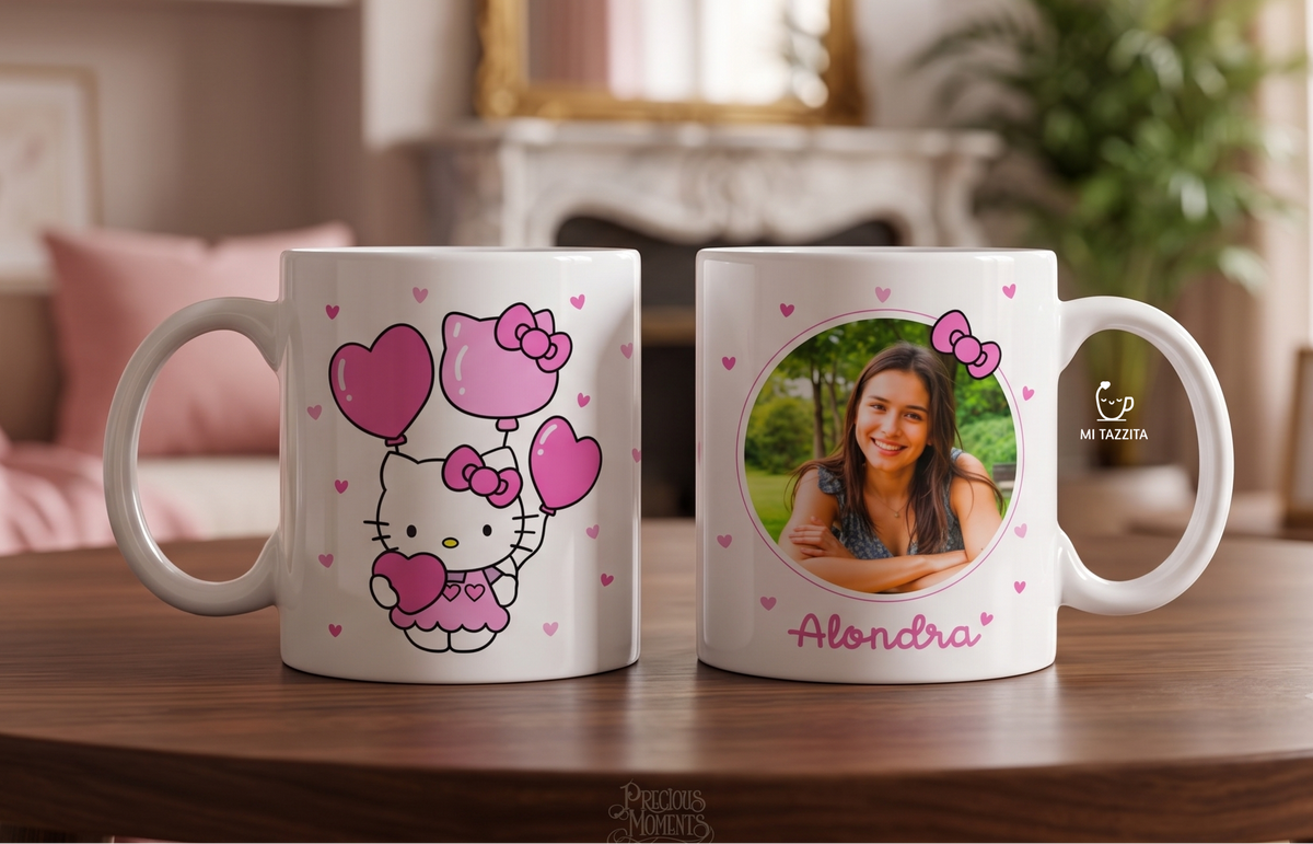 Taza Hello Kitty Personalizado con Foto y Nombre | Tazas Hello Kitty - Taza Blanca de 11 oz.
