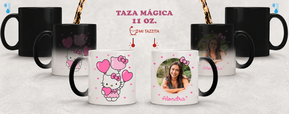 Taza Hello Kitty Personalizado con Foto y Nombre | Tazas Hello Kitty - Taza Magica de 11 oz.