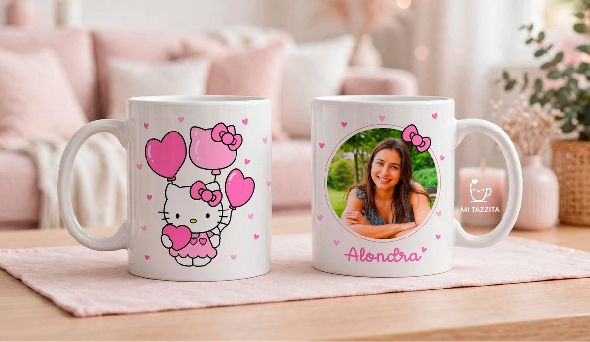 Taza Hello Kitty Personalizado con Foto y Nombre | Tazas Hello Kitty - Taza Blanca de 11 oz. 