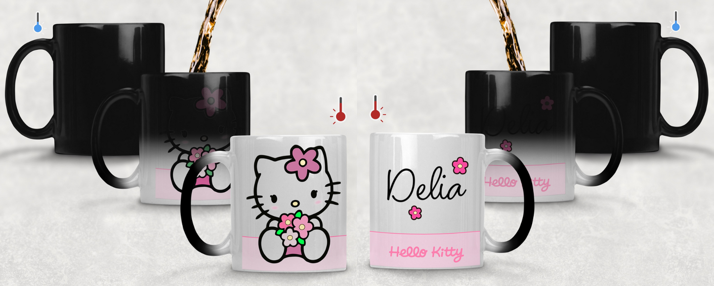 Taza Hello Kitty con tu Nombre Personalizado | Tazas Hello Kitty | Taza Mágica de 11 oz