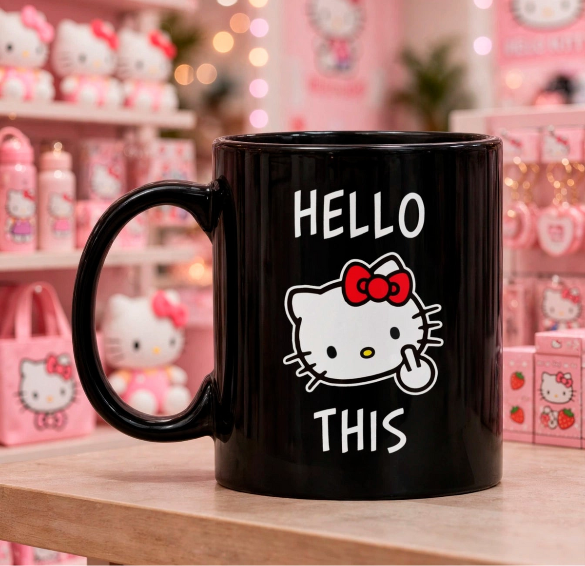 Taza Hello This | Tazas Hello Kitty - Taza Negra de 11 oz.