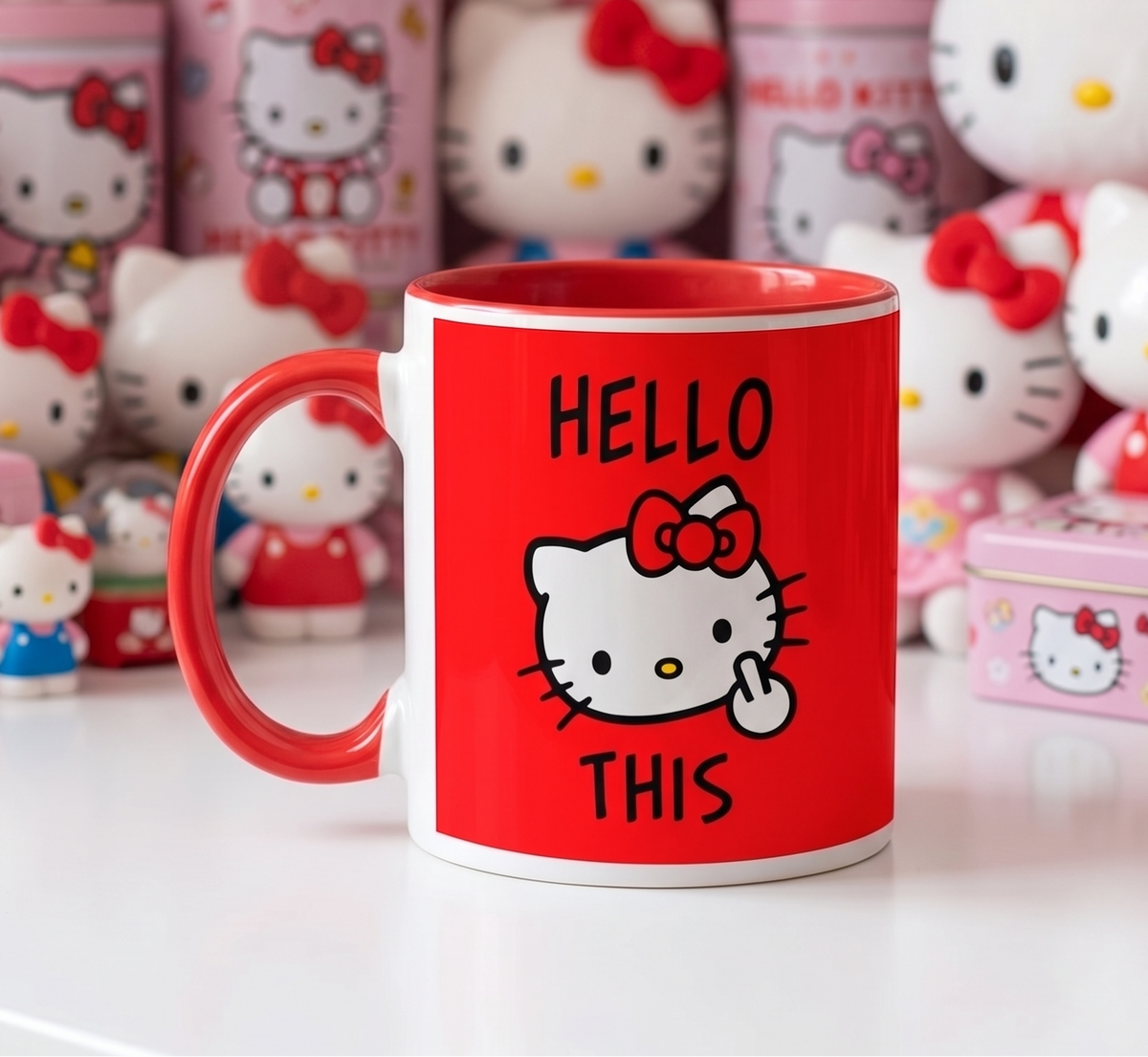 Taza Hello This | Tazas Hello Kitty - Taza Blanca y Roja 11 oz. 