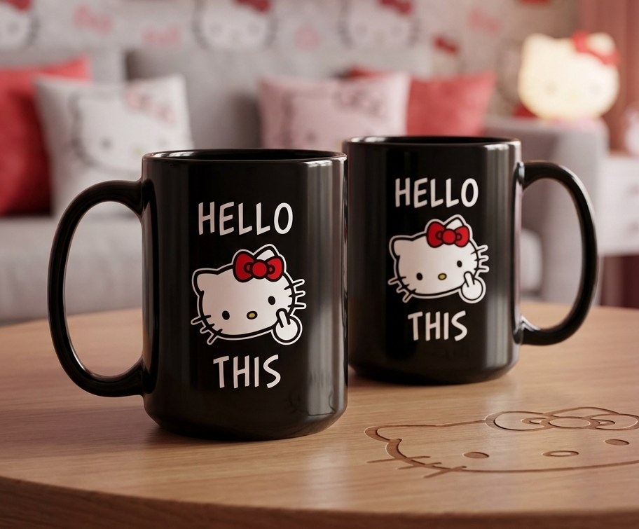 Taza Hello This | Tazas Hello Kitty - Taza Negra de 15 oz.
