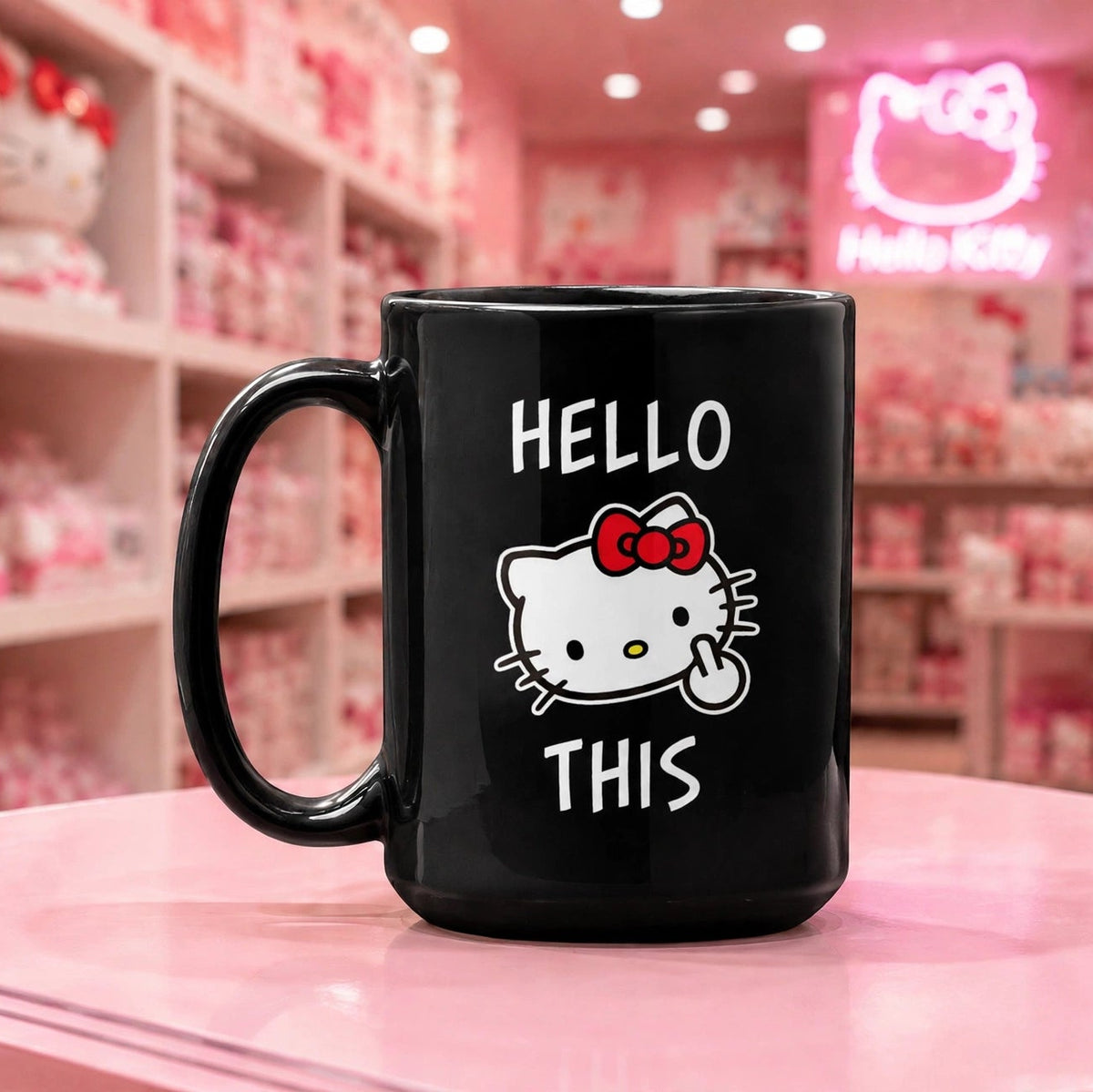 Taza Hello This | Tazas Hello Kitty - Taza Negra de 15 oz.