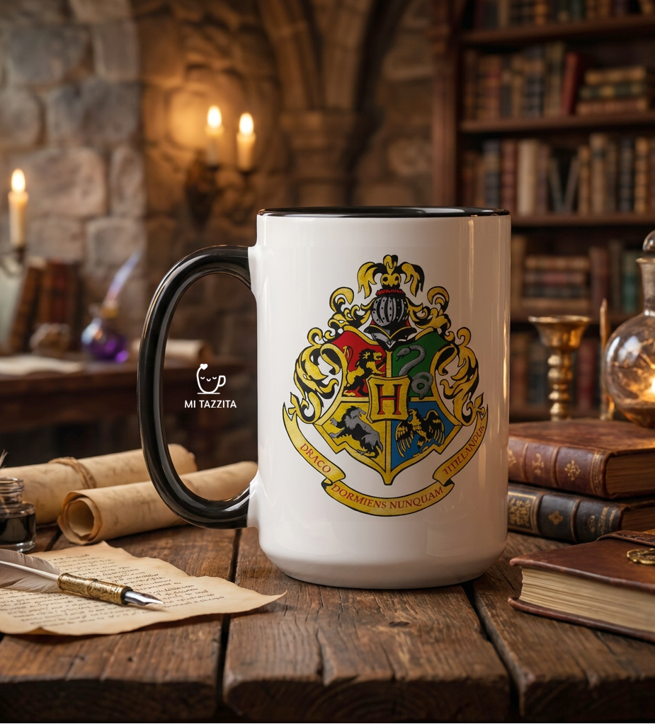 Taza Hogwarts | Tazas Harry Potter / Taza Blanca y negra de 15 oz