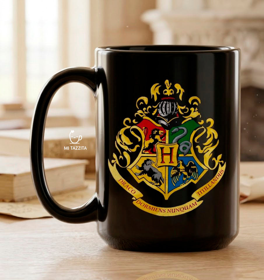 Taza Hogwarts | Tazas Harry Potter / Taza Negra de 15 oz 