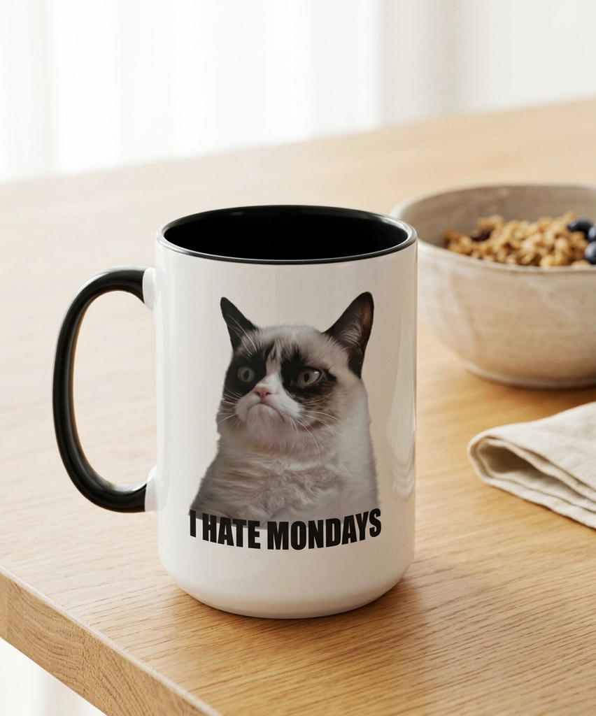 Taza I Hate Mondays (Taza del Agente Coulson)  - Taza Agents of S.H.I.E.L.D.  - Taza Blanca y Negra de 15 oz