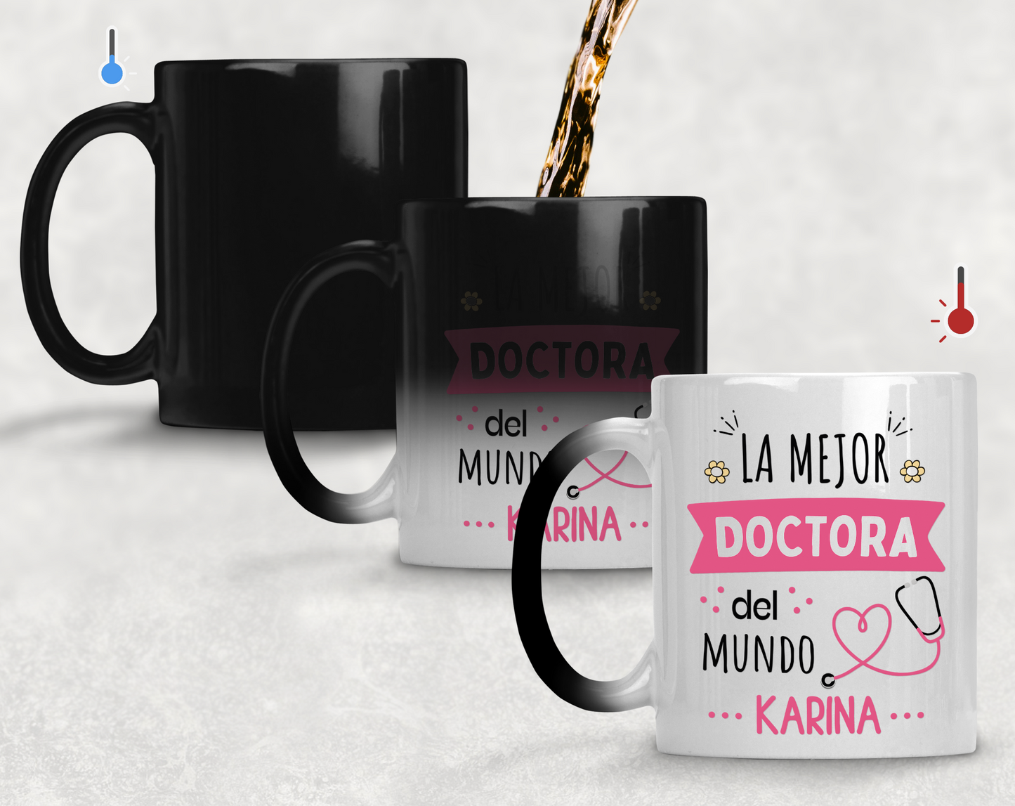 Taza La Mejor Doctora del Mundo Personalizado con Nombre - Taza Mágica 11 oz - Tazas para Doctores - Tazas Día de la Medicina