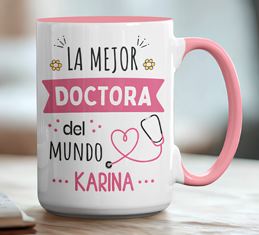 Taza La Mejor Doctora del Mundo con Nombre - Tazas para Doctores10