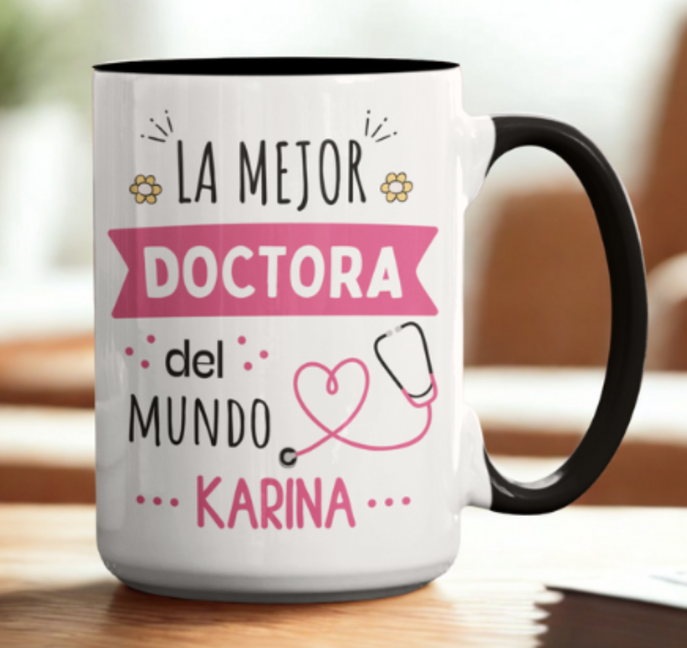 Taza La Mejor Doctora del Mundo con Nombre - Tazas para Doctores7