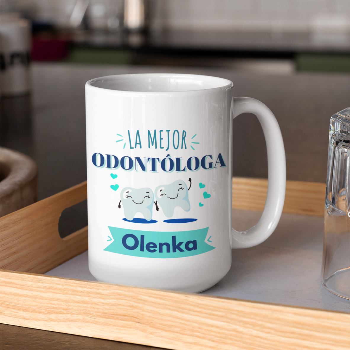 Taza La Mejor Odontóloga con Nombre Personalizado | Tazas para Odontólogos | Taza Blanca de 15 oz