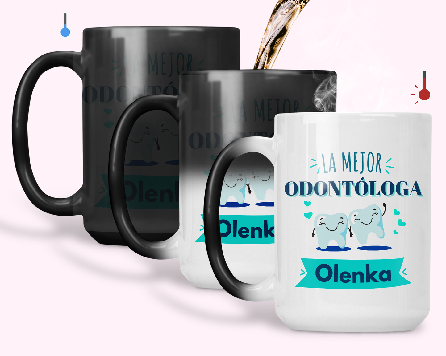 Taza La Mejor Odontóloga con Nombre Personalizado | Tazas para Odontólogos | Taza Mágica de 15 oz