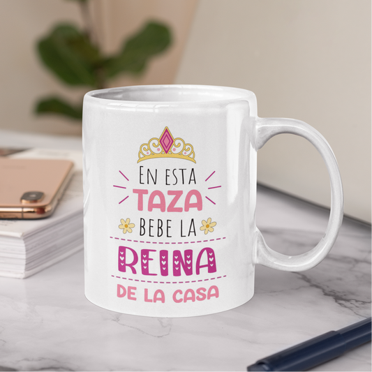 Taza La Reina de la Casa | Tazas Día de la Madre - Tazas para Mamá | Taza Blanca de 11 oz