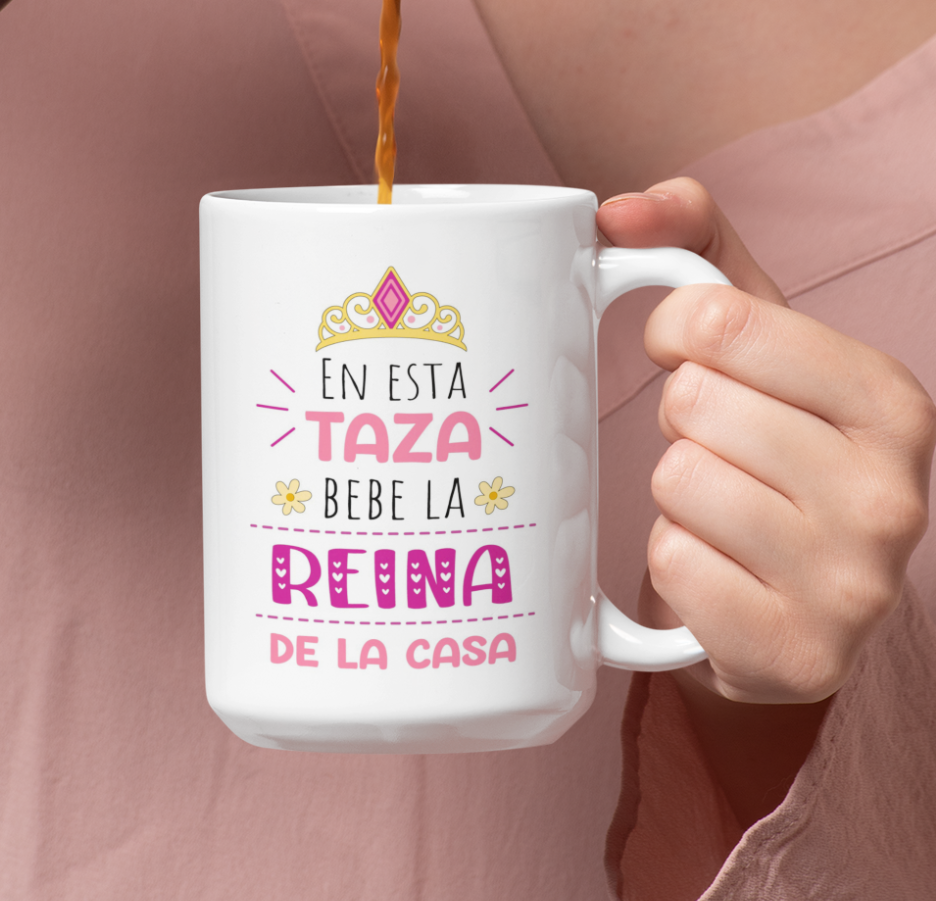 Taza La Reina de la Casa | Tazas Día de la Madre - Tazas para Mamá | Taza Blanca de 15 oz
