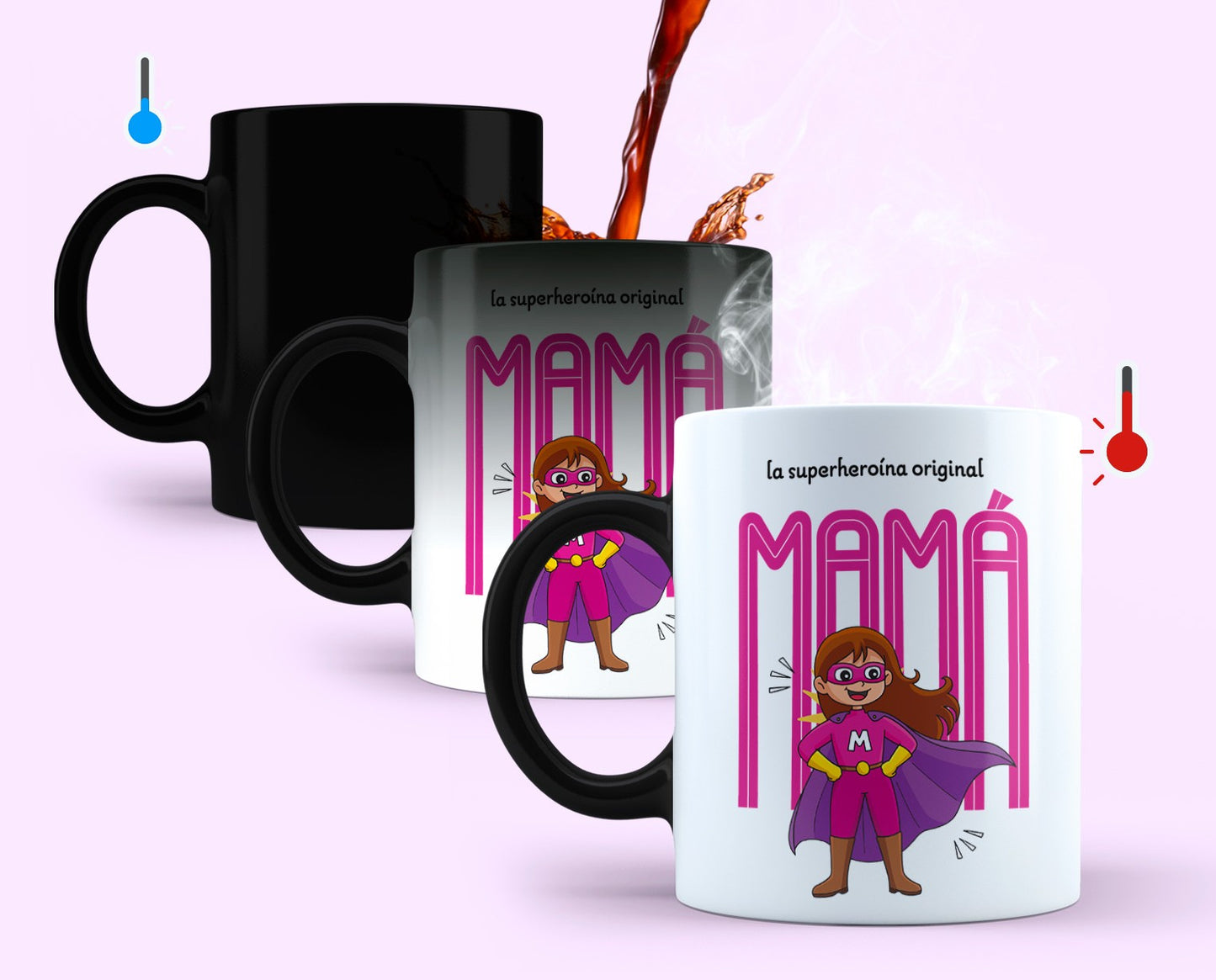 Taza La Súper Heroína Mamá - Taza Mágica 11 oz - Taza Día de la Madre - Taza para Mamá