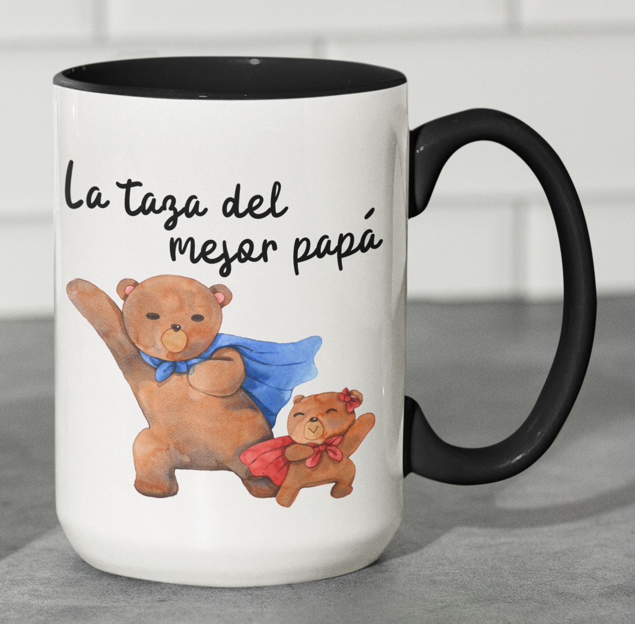 Taza La Taza del Mejor Papá - Taza Blanca y Negra 15 oz - Tazas Día del Padre - Tazas para Papá 