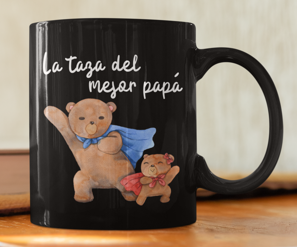 Taza La Taza del Mejor Papá - Taza Negra 11 oz - Tazas Día del Padre - Tazas para Papá