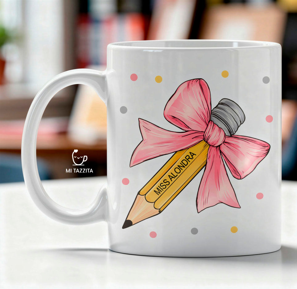 Taza Lazo y Sabiduría Personalizado con Nombre | Tazas Día del Maestro - Taza Blanca de 11oz 