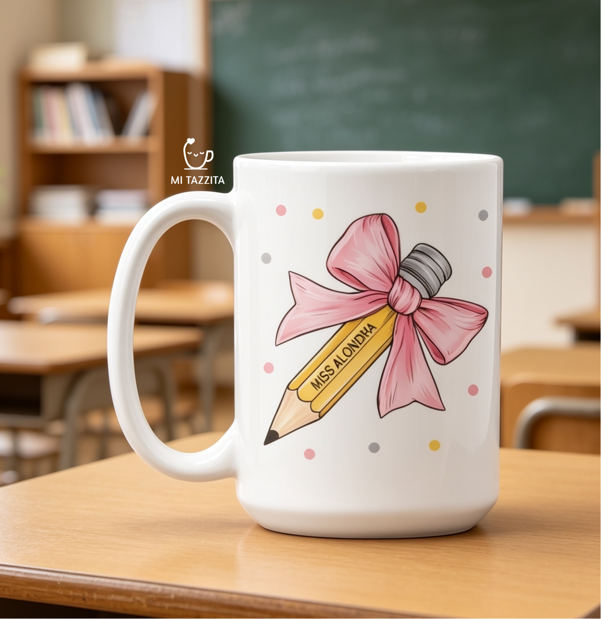 Taza Lazo y Sabiduría Personalizado con Nombre | Tazas Día del Maestro / Taza Blanca de 15 oz 