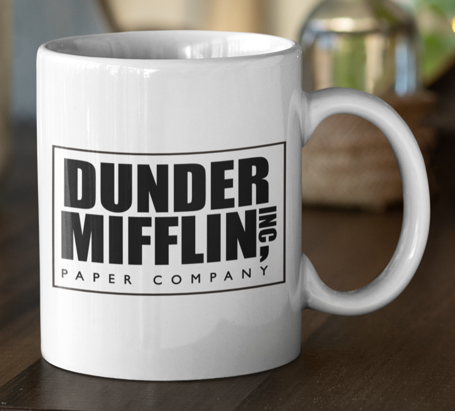 Taza Logo de Dunder Mifflin- Taza Blanca 11 oz - Taza de The Office- Tazas de series