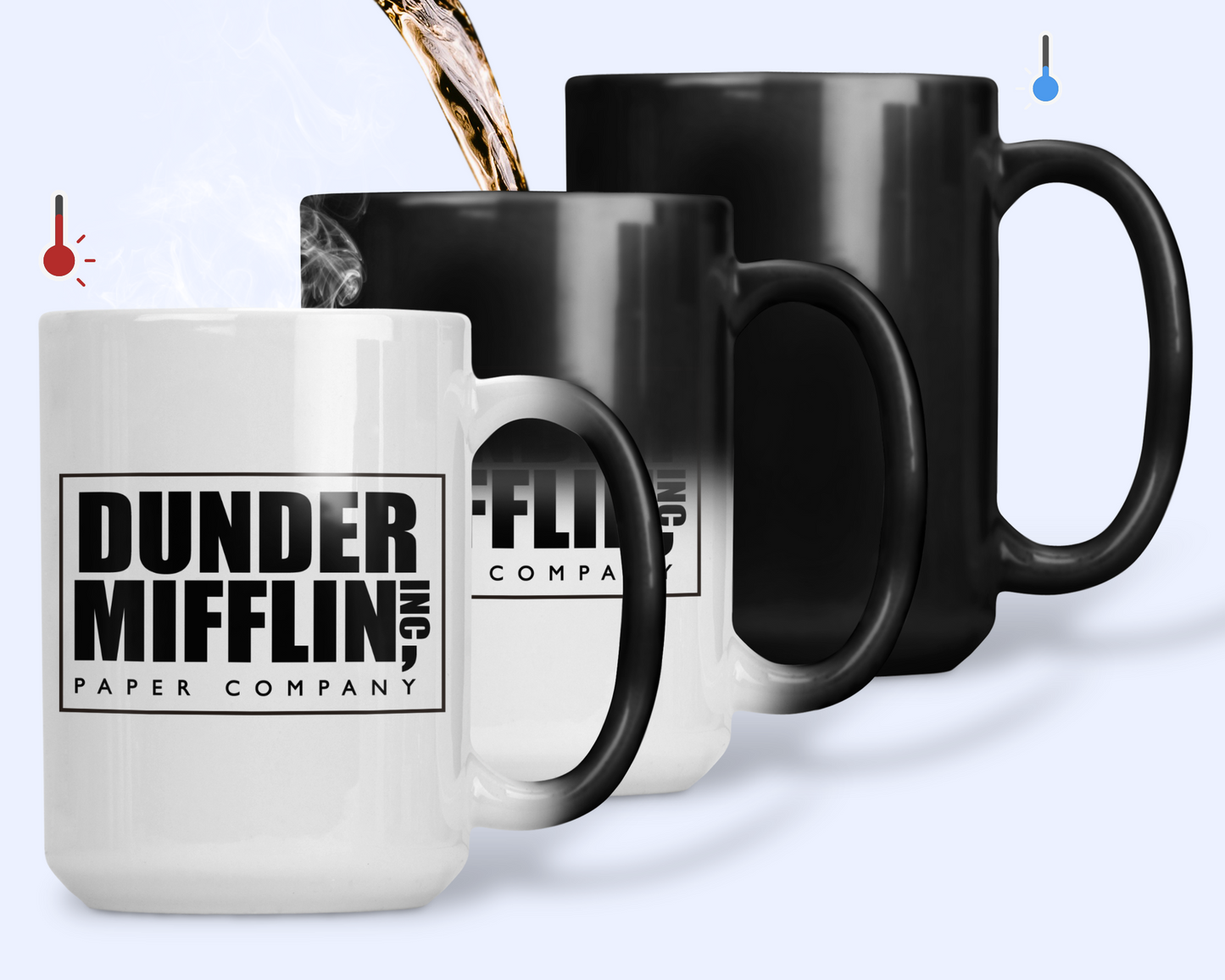 Taza Logo de Dunder Mifflin- Taza Mágica 15 oz - Taza de The Office- Tazas de series