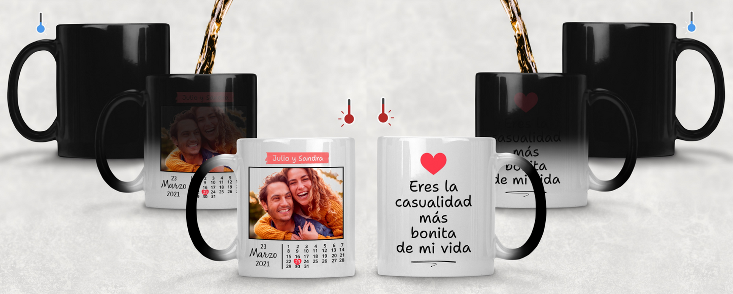 Taza Mágica 11 oz Fecha Especial con Foto Personalizada - Tazas San Valentín 