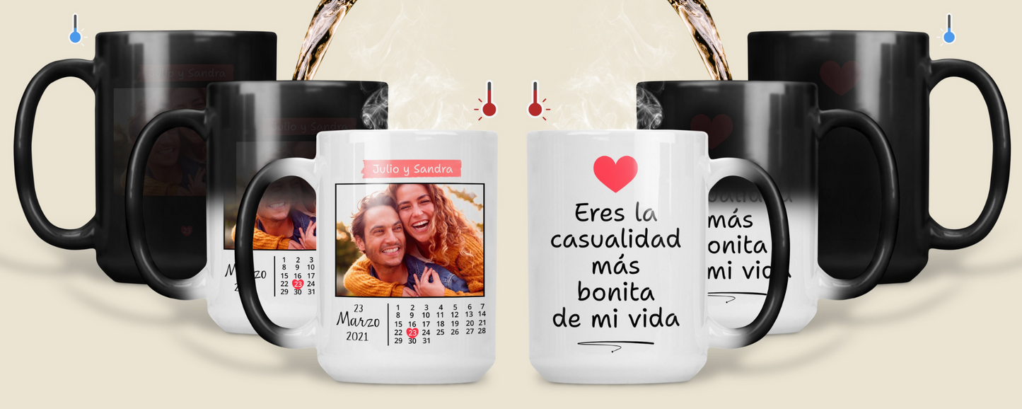 Taza Mágica 15 oz Fecha Especial con Foto Personalizada - Tazas San Valentín 